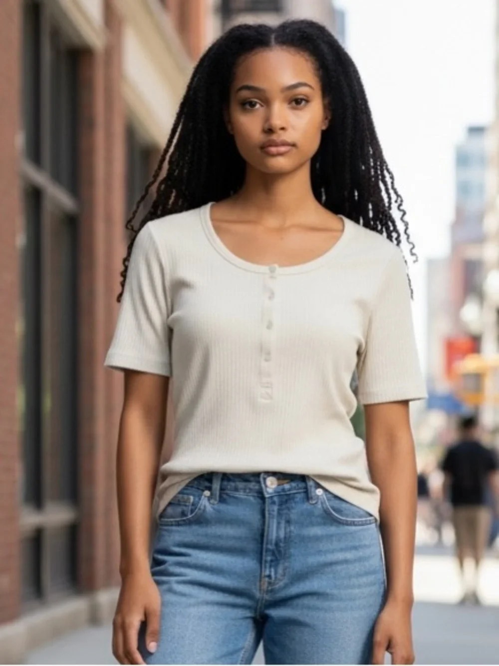 J. Crew Short-Sleeve Ribbed Knit Henley Top - Off-White